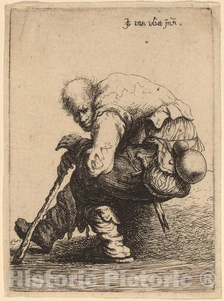 Art Print : Johannes Van Vliet, Seated Beggar, 1632 - Vintage Wall Art