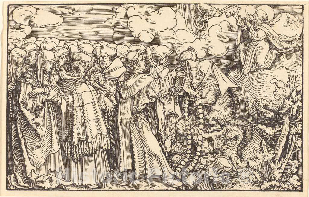 Art Print : Hans Weiditz, Allegory - Religious Frivolity - Vintage Wall Art