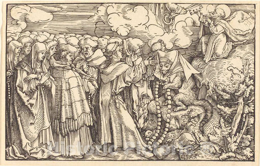 Art Print : Hans Weiditz, Allegory - Religious Frivolity - Vintage Wall Art