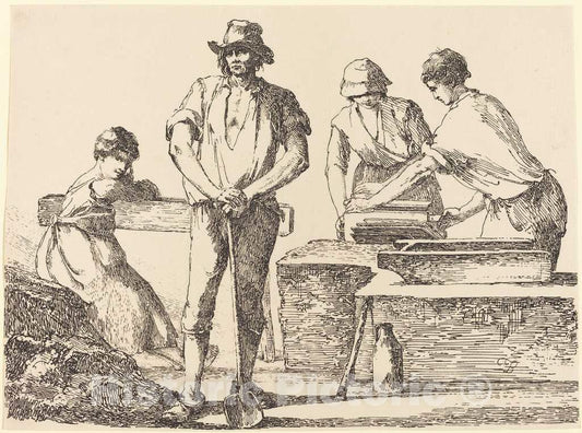 Art Print : Thomas Barker, Tilemakers, 1803 - Vintage Wall Art