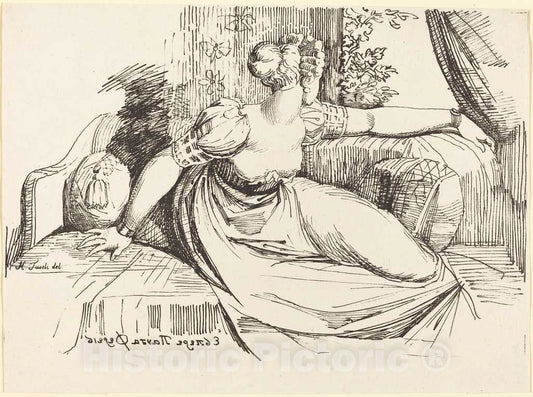 Art Print : Henry Fuseli, A Woman Sitting by The Window, 1802 - Vintage Wall Art