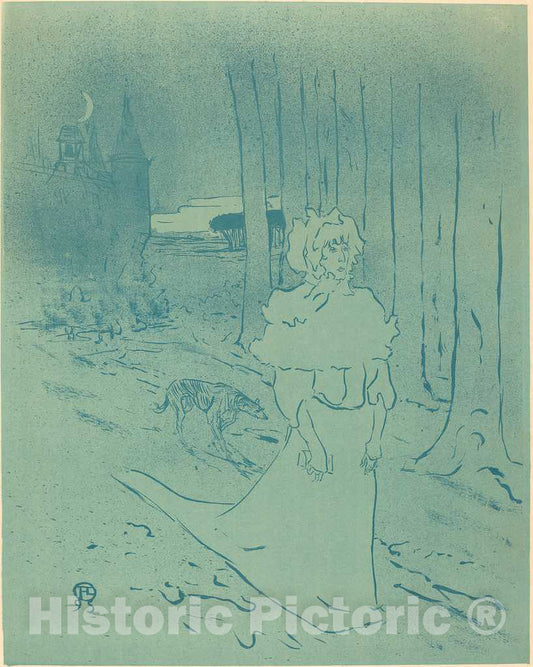 Art Print : Henri de Toulouse-Lautrec, The Manor Lady or The Omen (La Chatelaine ou le Tocsin), 1895 - Vintage Wall Art