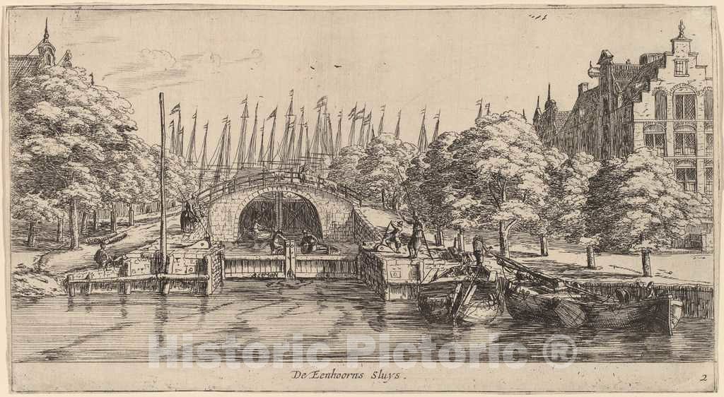 Art Print : Reinier Nooms, Eenhoorns Sluis (De Eenhoorns Sluys) - Vintage Wall Art
