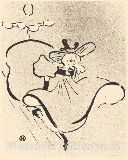 Art Print : Henri de Toulouse-Lautrec, Jane Avril, 1893 - Vintage Wall Art