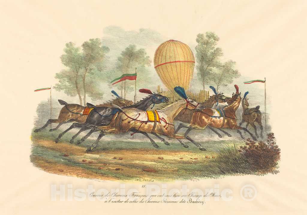 Art Print : Carle Vernet, French Race Horses - Vintage Wall Art