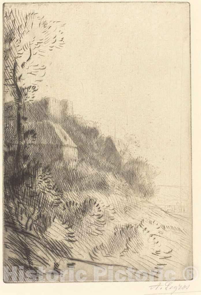 Art Print : Alphonse Legros, Farm on a Hillside in Sunlight (La Ferme du coteau; Effet de Soleil sur le coteau) - Vintage Wall Art