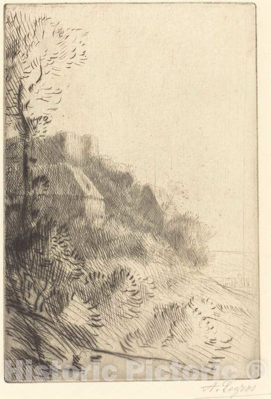 Art Print : Alphonse Legros, Farm on a Hillside in Sunlight (La Ferme du coteau; Effet de Soleil sur le coteau) - Vintage Wall Art