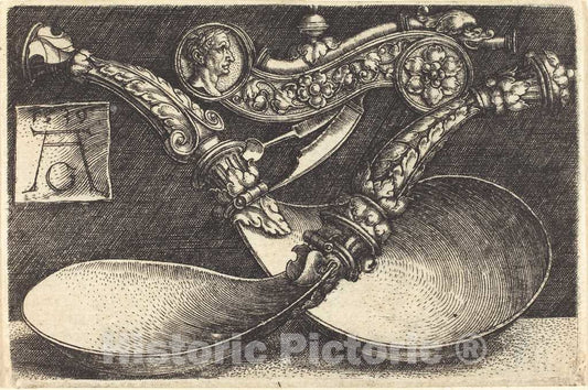 Art Print : Aldegrever, Two Ladles, 1539 - Vintage Wall Art