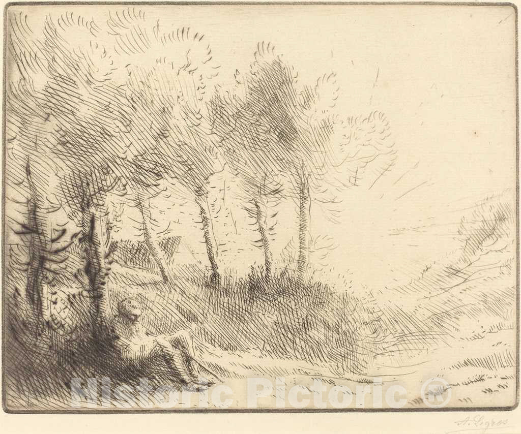 Art Print : Alphonse Legros, Landscape (Paysage) - Vintage Wall Art