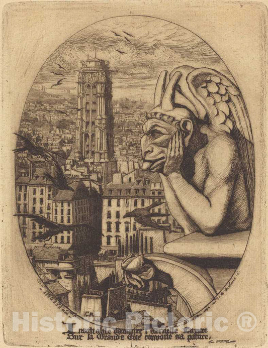 Art Print : Charles Meryon, Le stryge (The Vampire), 1853 - Vintage Wall Art