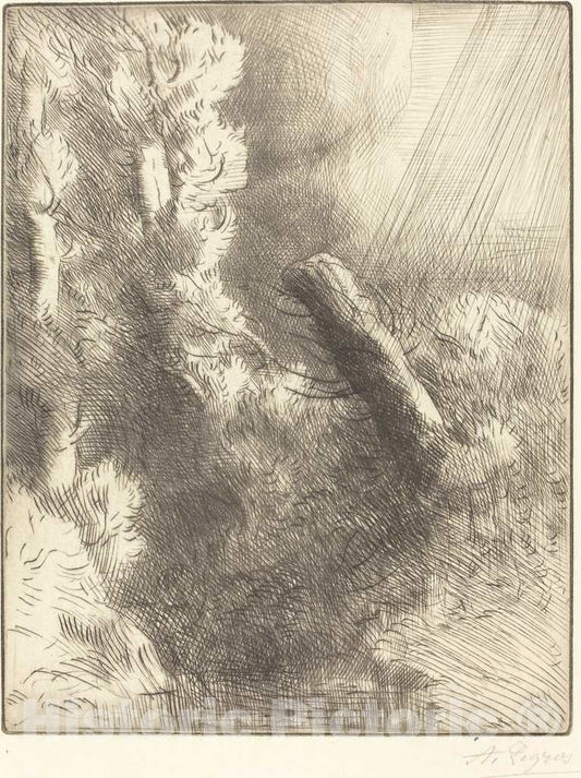 Art Print : Alphonse Legros, Memories of Fountainebleau in The Rain (Souvenir de Fountainebleau (Effet de pluie)) - Vintage Wall Art