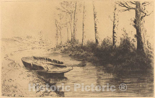 Art Print : Alphonse Legros, Canal Seen by Morning Light (Le Canal: Effet du Matin) - Vintage Wall Art