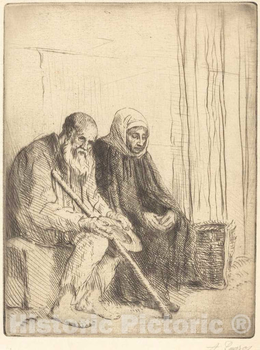 Art Print : Alphonse Legros, Two Beggars (Les Deux mendiants) - Vintage Wall Art
