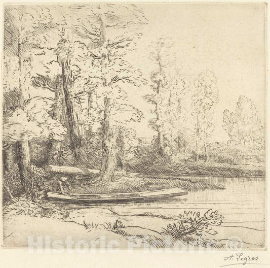 Art Print : Alphonse Legros, Trees at Water's Edge (Les arbres au Bord de l'eau) - Vintage Wall Art