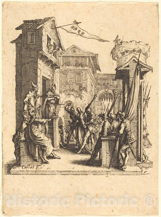Art Print : Jacques Callot, Christ Before Caiaphas, c.1625 - Vintage Wall Art
