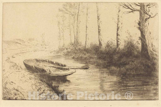 Art Print : Alphonse Legros, Canal Seen by Morning Light (Le Canal: Effet du Matin) - Vintage Wall Art