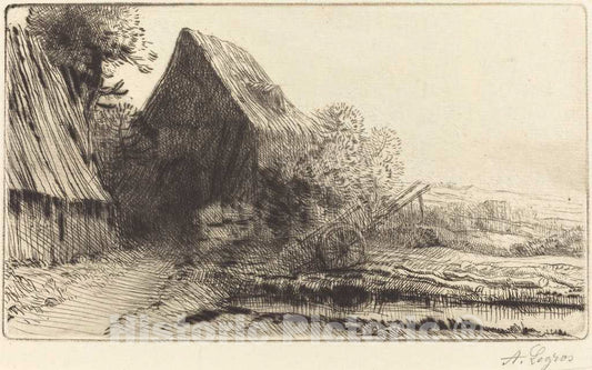 Art Print : Alphonse Legros, Wheelwright's Home (La Maison du Charron) - Vintage Wall Art