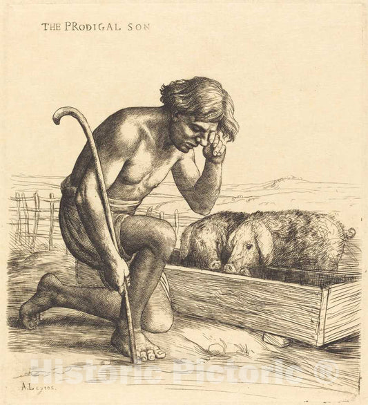 Art Print : Alphonse Legros, The Prodigal Son, 1st Plate (L'enfant prodigue) - Vintage Wall Art