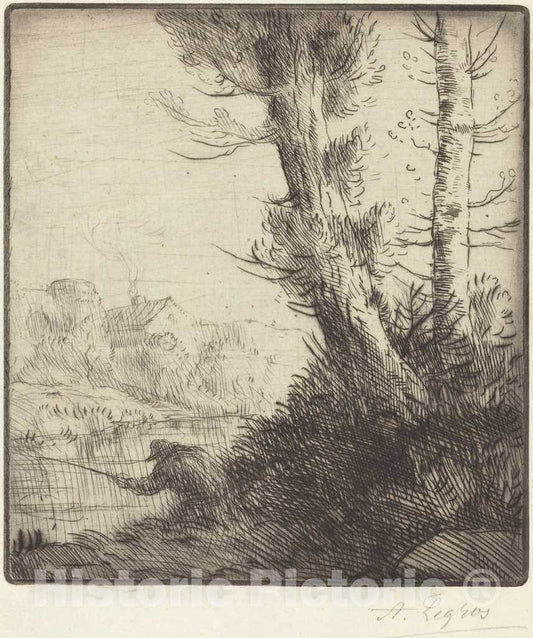 Art Print : Alphonse Legros, Banks of The Oise (Bord de l'Oise) - Vintage Wall Art