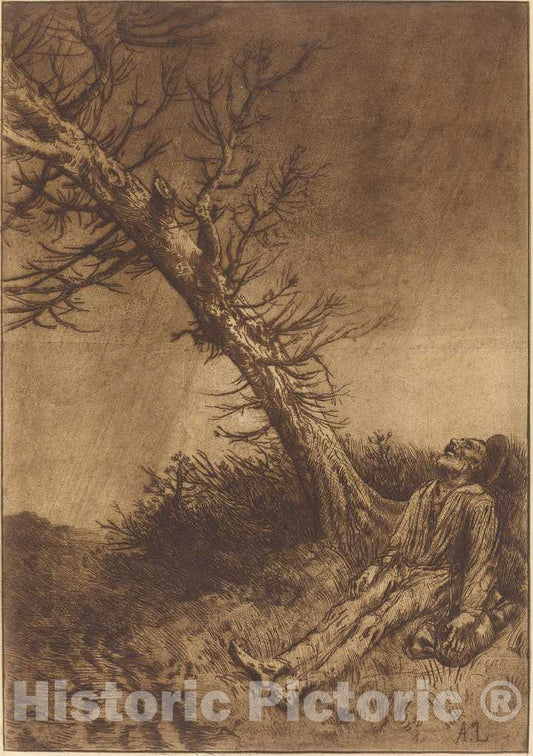 Art Print : Alphonse Legros, Death of The Vagabond (La Mort du Vagabond) - Vintage Wall Art
