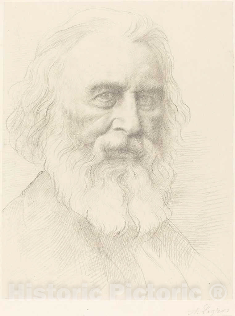 Art Print : Alphonse Legros, H.W. Longfellow, 2nd Plate - Vintage Wall Art