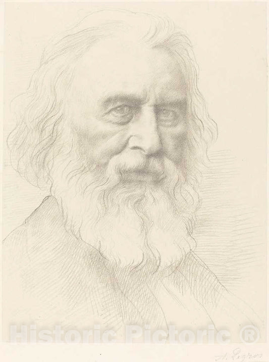Art Print : Alphonse Legros, H.W. Longfellow, 2nd Plate - Vintage Wall Art