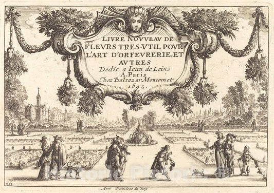 Art Print : Nicolas Cochin After Moncornet, Title Page, 1645 - Vintage Wall Art