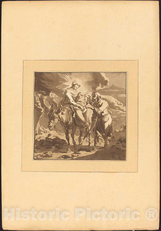 Art Print : Prestel After Berchem, The Flight into Egypt, 1782 - Vintage Wall Art
