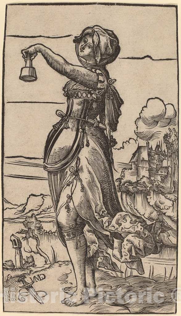 Art Print : Niklaus Manuel I, The Foolish Virgin, 1518 - Vintage Wall Art