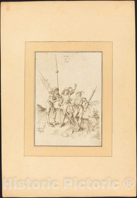 Art Print : Prestel After Albrecht DÃ¼rer, Three Lansquenets, 1780 - Vintage Wall Art