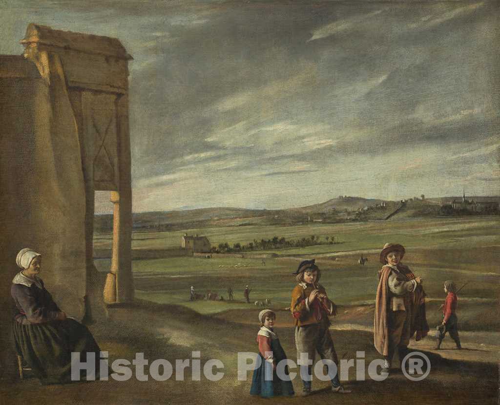 Art Print : Louis Le Nain, Landscape with Peasants, c. 1640 - Vintage Wall Art
