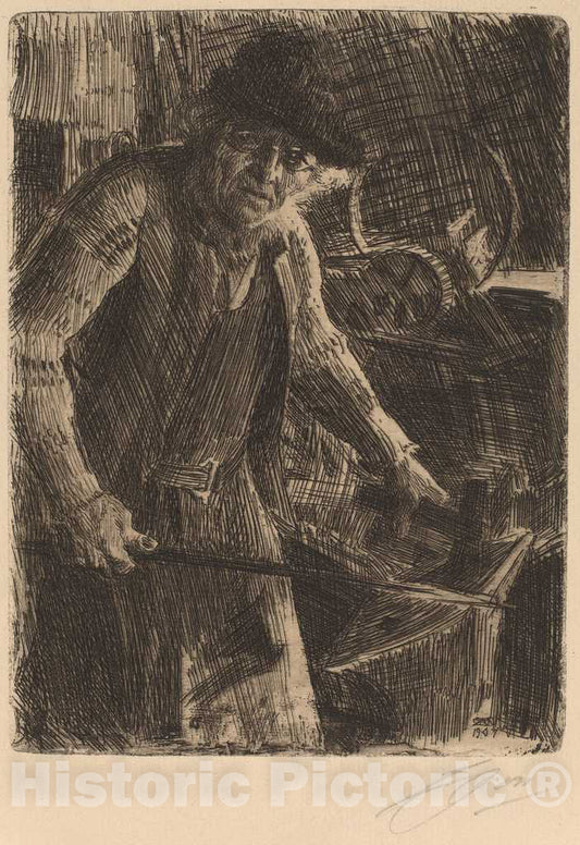 Art Print : Anders Zorn, The Master-Smith, 1907 - Vintage Wall Art