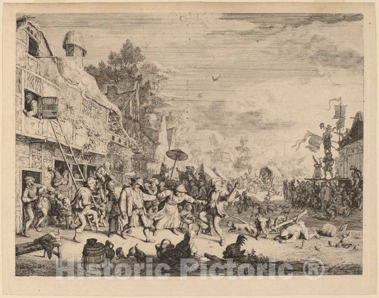 Art Print : Cornelis Dusart, Village Festival, 1685 - Vintage Wall Art