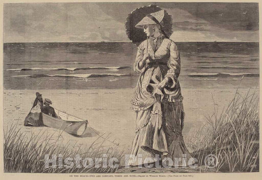 Art Print : Homer, On The Beach - Two are Company, Three are None, 1872 - Vintage Wall Art