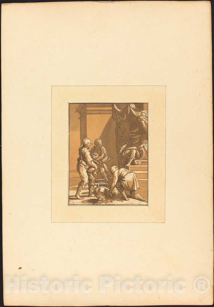 Art Print : Prestel After Bloemaert, Roman Sacrifice, 1780 - Vintage Wall Art