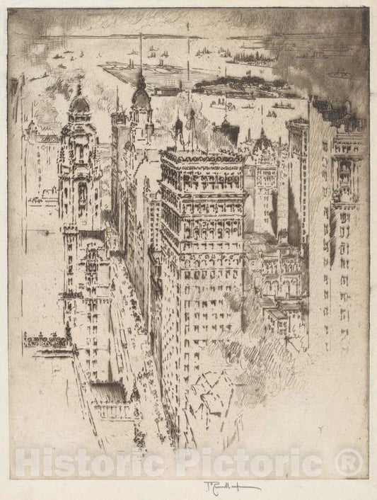 Art Print : Joseph Pennell, Golden Cornice, No.II, 1915 - Vintage Wall Art