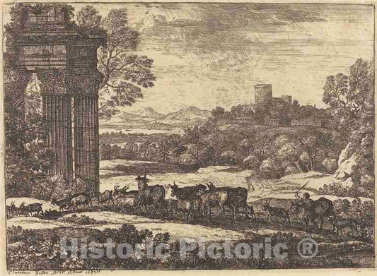 Art Print : Claude Lorrain, The Herd Returning in Stormy Weather (Le troupeau en Marche par un Temps orageux), c.1651 - Vintage Wall Art