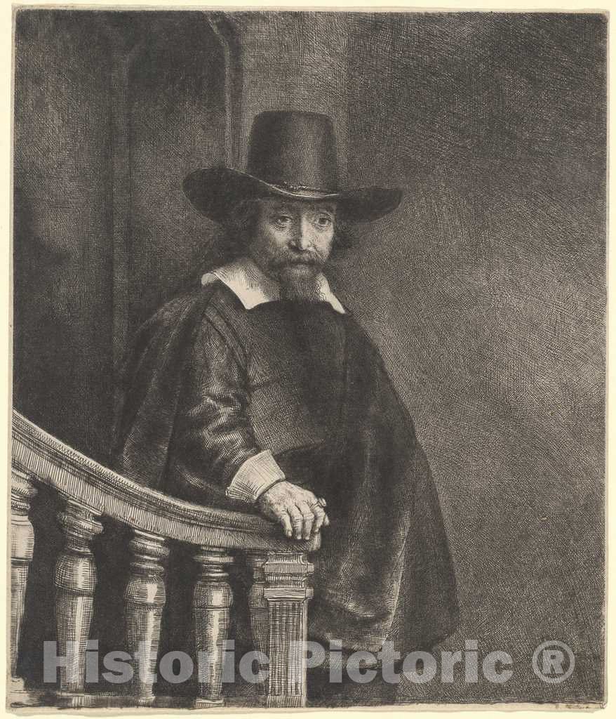 Art Print : Rembrandt, Ephraim Bonus, 1647 - Vintage Wall Art