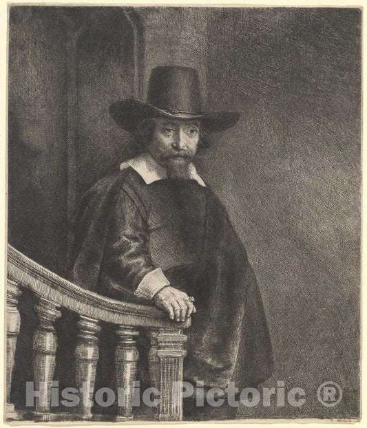 Art Print : Rembrandt, Ephraim Bonus, 1647 - Vintage Wall Art