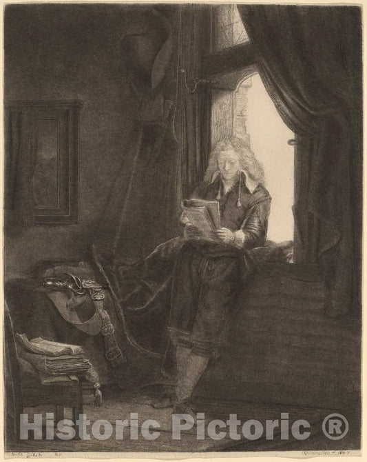 Art Print : Rembrandt, Jan Six, 1647 - Vintage Wall Art