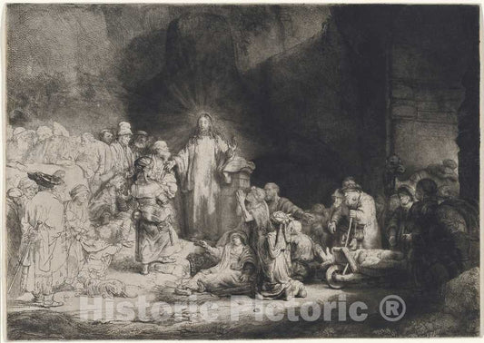 Art Print : Rembrandt, Christ Preaching (The Hundred Guilder Print), c.1646 - Vintage Wall Art