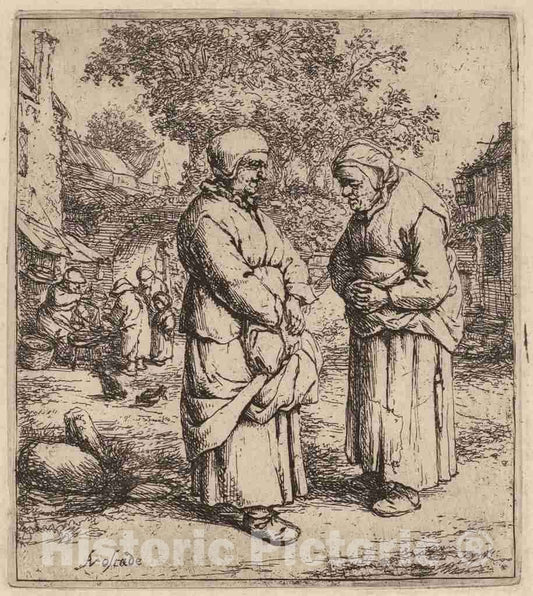 Art Print : Adriaen Van Ostade, Two Gossips, 1642 - Vintage Wall Art