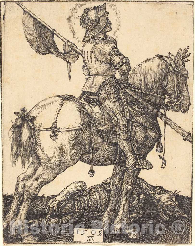 Art Print : Albrecht DÃ¼rer, Saint George on Horseback, 1508 - Vintage Wall Art