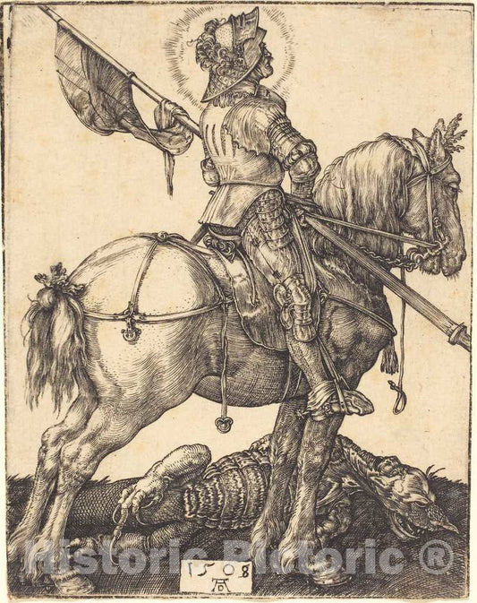 Art Print : Albrecht DÃ¼rer, Saint George on Horseback, 1508 - Vintage Wall Art