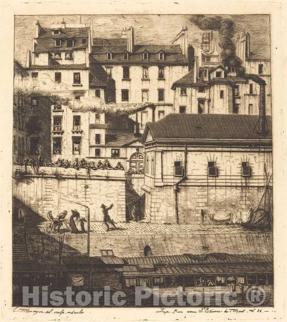 Art Print : Charles Meryon, La Morgue, Paris (The Mortuary), 1854 - Vintage Wall Art