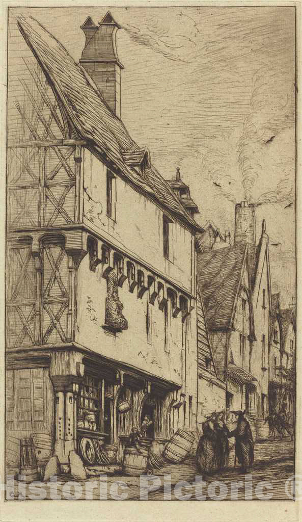 Art Print : Charles Meryon, an Old House at Bourges, Sometimes Called The Musician's House, 1860 - Vintage Wall Art
