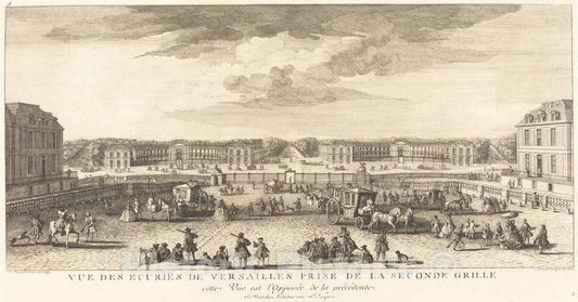 Art Print : Baptiste Rigaud, Vue des Ecuries de Versailles Prise de la Seconde Grille - Vintage Wall Art