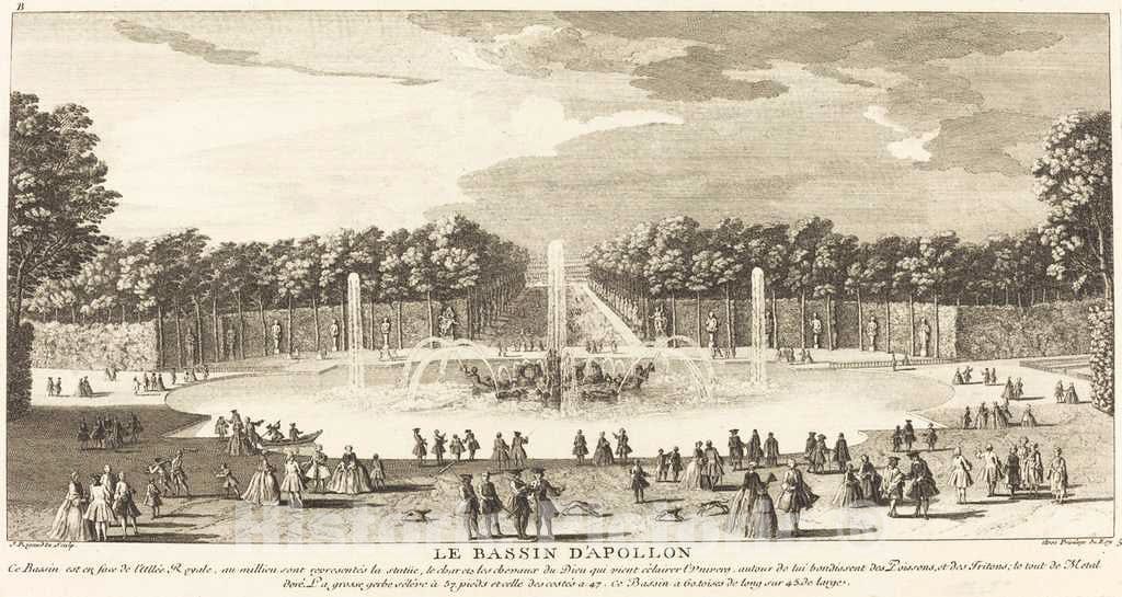 Art Print : Baptiste Rigaud, Le Bassin d'Apollon - Vintage Wall Art