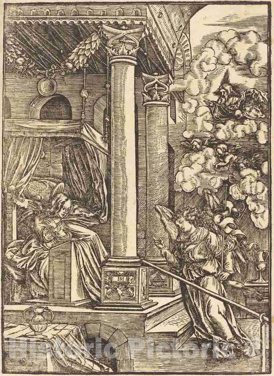 Art Print : Hans Leonard SchÃ¤ufelein, The Annunciation - Vintage Wall Art