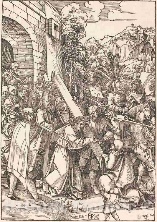 Art Print : Hans Leonard SchÃ¤ufelein, Christ Bearing The Cross - Vintage Wall Art
